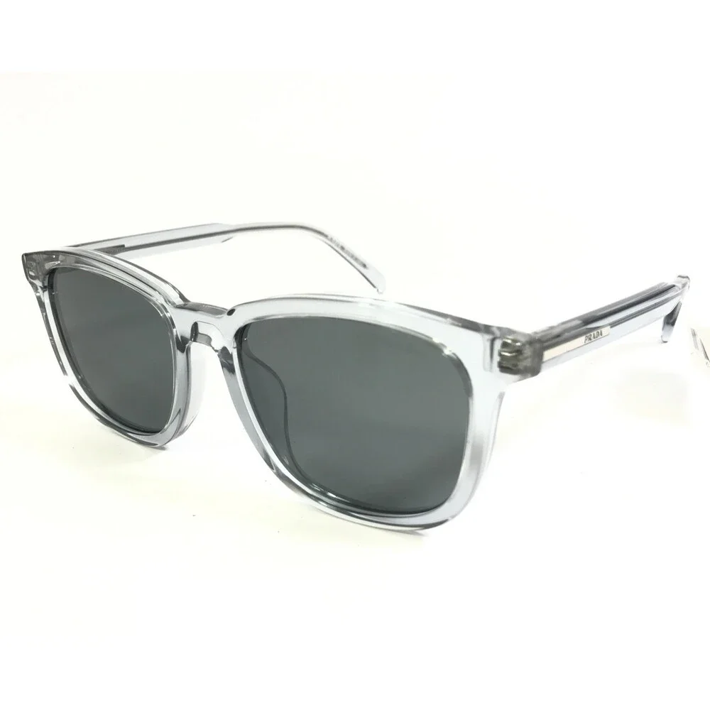 Prada Sunglasses SPRA21 19T-175 Transparent Gray Square Frames with Gray Lenses